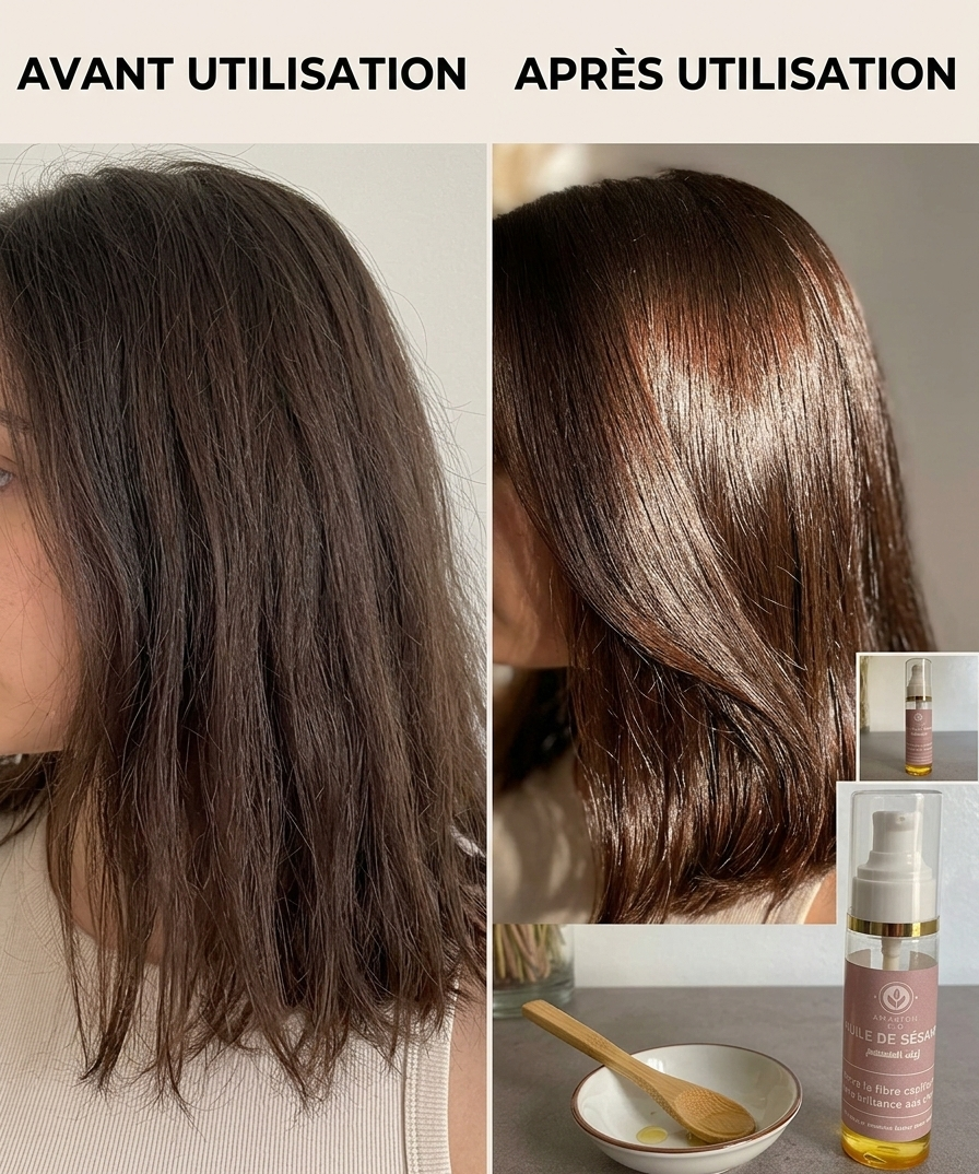 Huile de Sésame Bio – Éclat & Force Capillaire