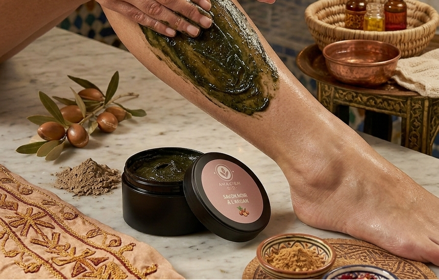 Savon Noir à l’Huile d’Argan Bio – Gommage Corps Naturel & Traditionnel