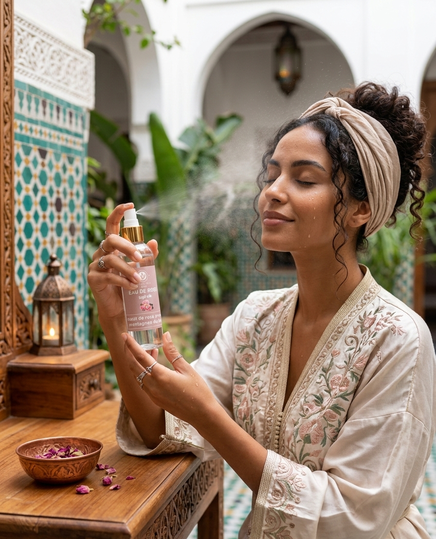 Eau de Rose Pure des Montagnes du Maroc – Tonique & Apaisante
