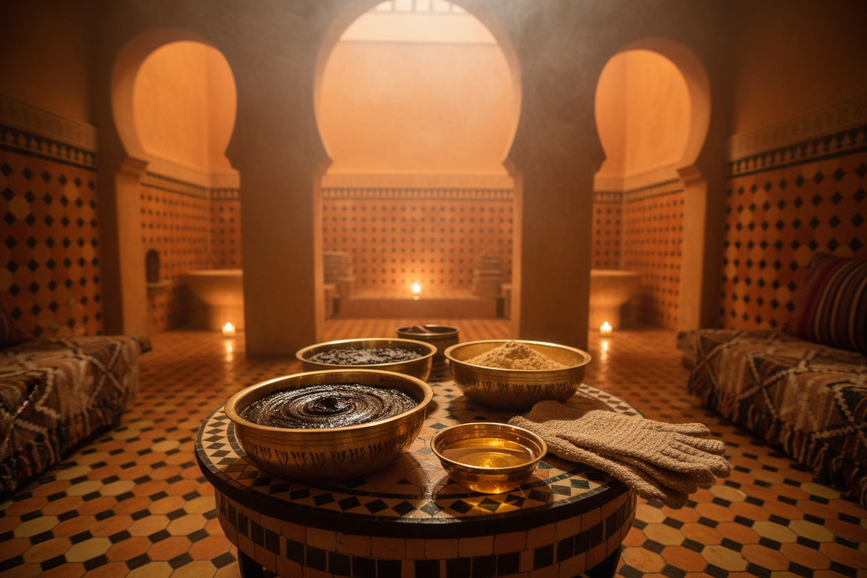 hamam rituel avec des tons chaud