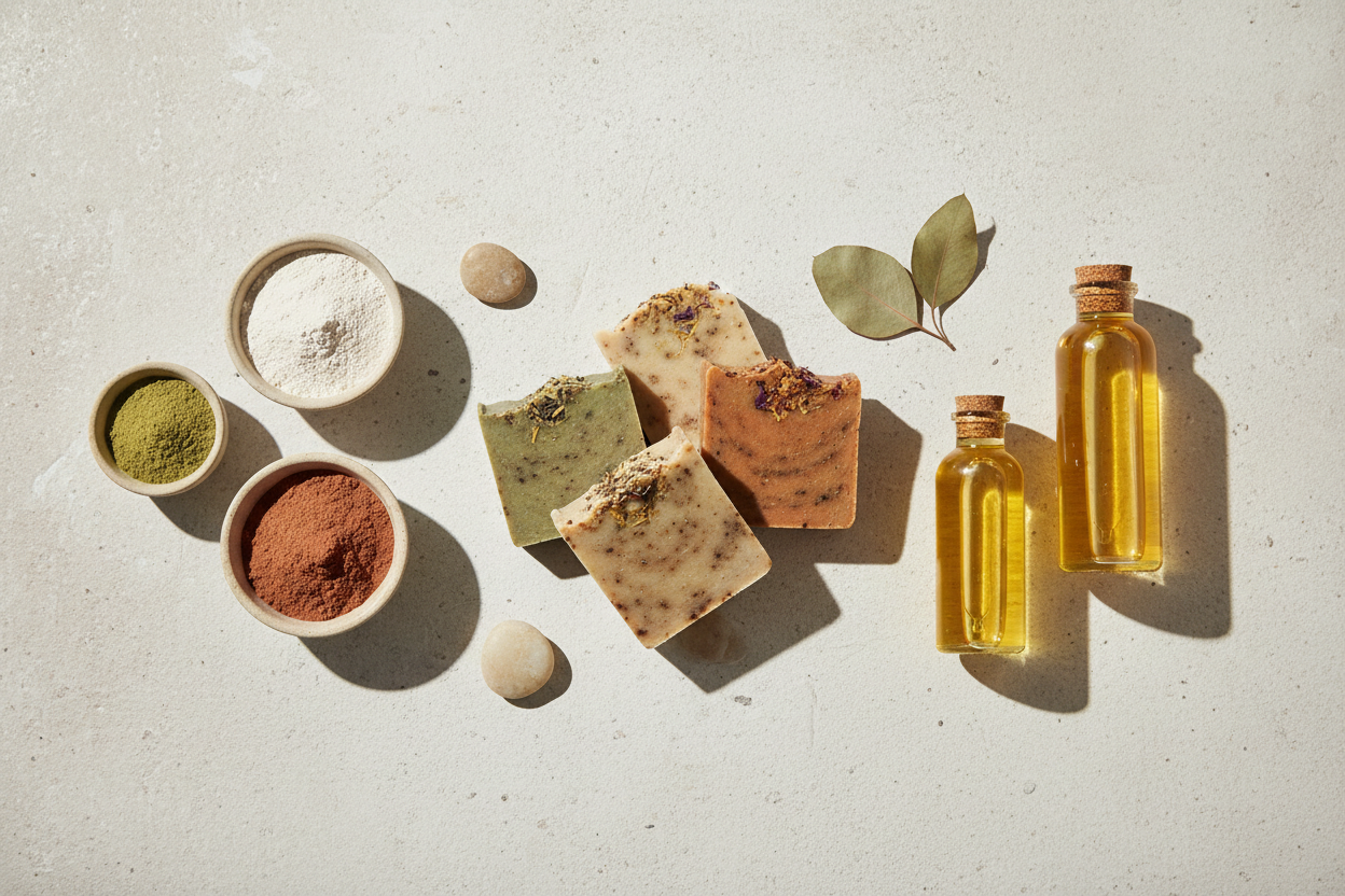 SAVON ARTISANAUX POUDRE ET HUILES SANS ECRITURES